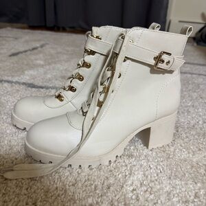 Wild Pair White Lace Up Boots